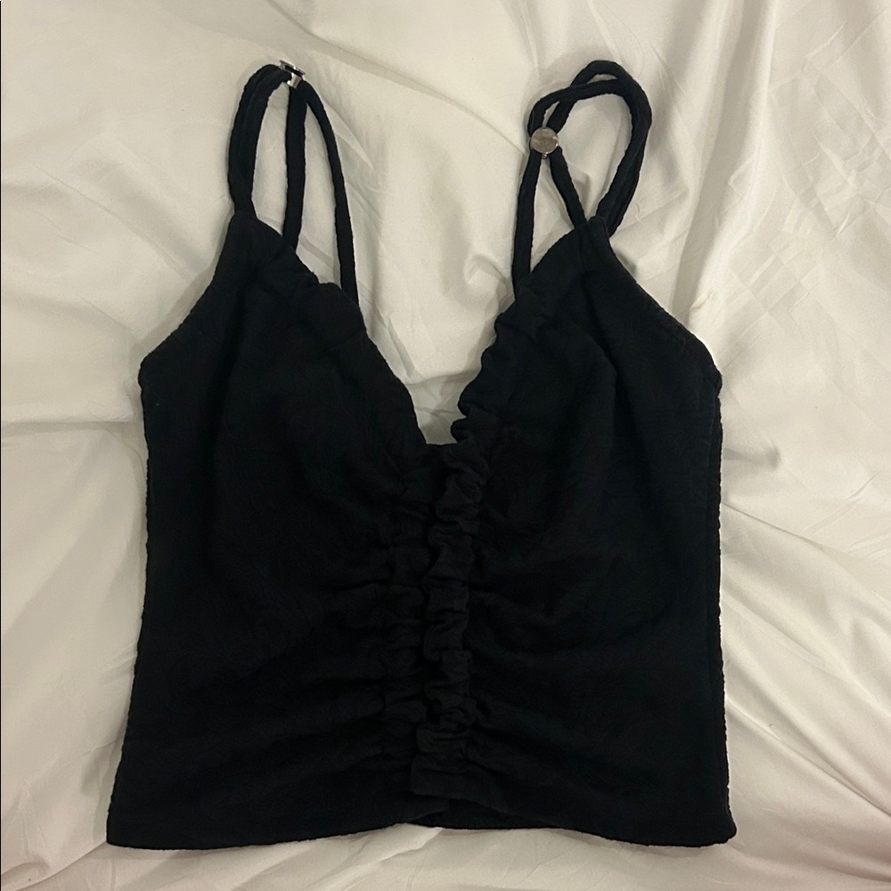 Anthropologie Women’s Black Ruched Camisole Tank Top